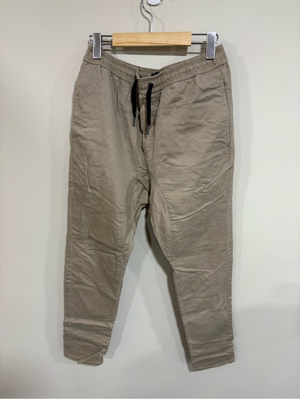 Zanerobe Drawstring Joggers in Taupe with Black Ties